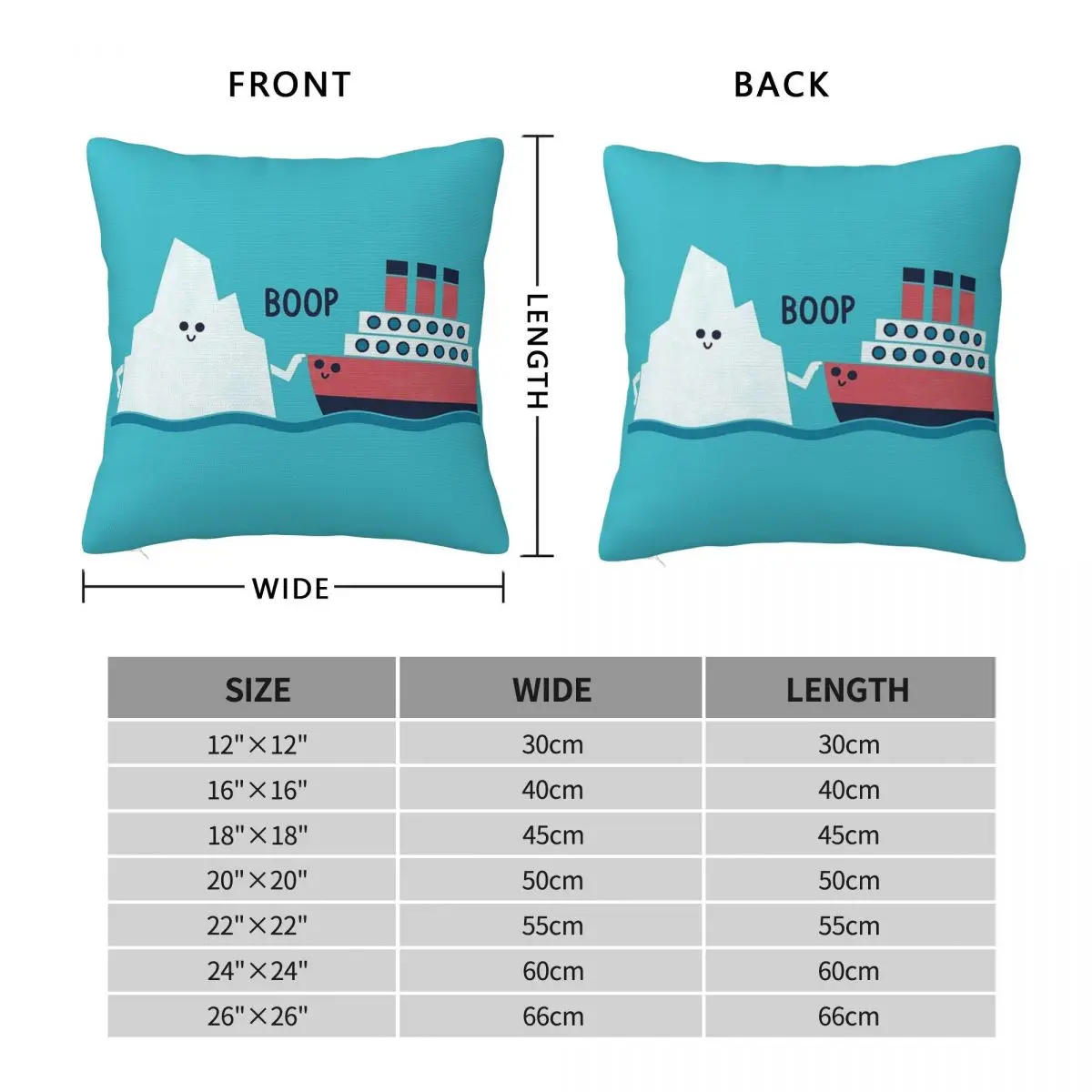 Boop Square Pillowcase Pillow Cover Polyester Cushion Decor Comfort Throw Pillow for Home Car