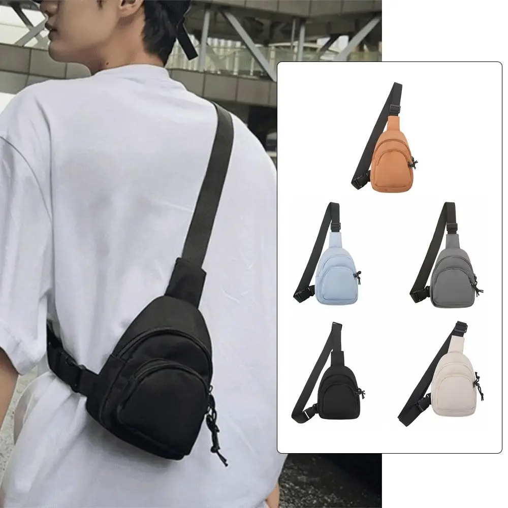 

Персонализированная однотонная мужская сумка через плечо, мини-многофункциональная спортивная нагрудная сумка, нейлоновая сумка на плечо в японском стиле унисекс