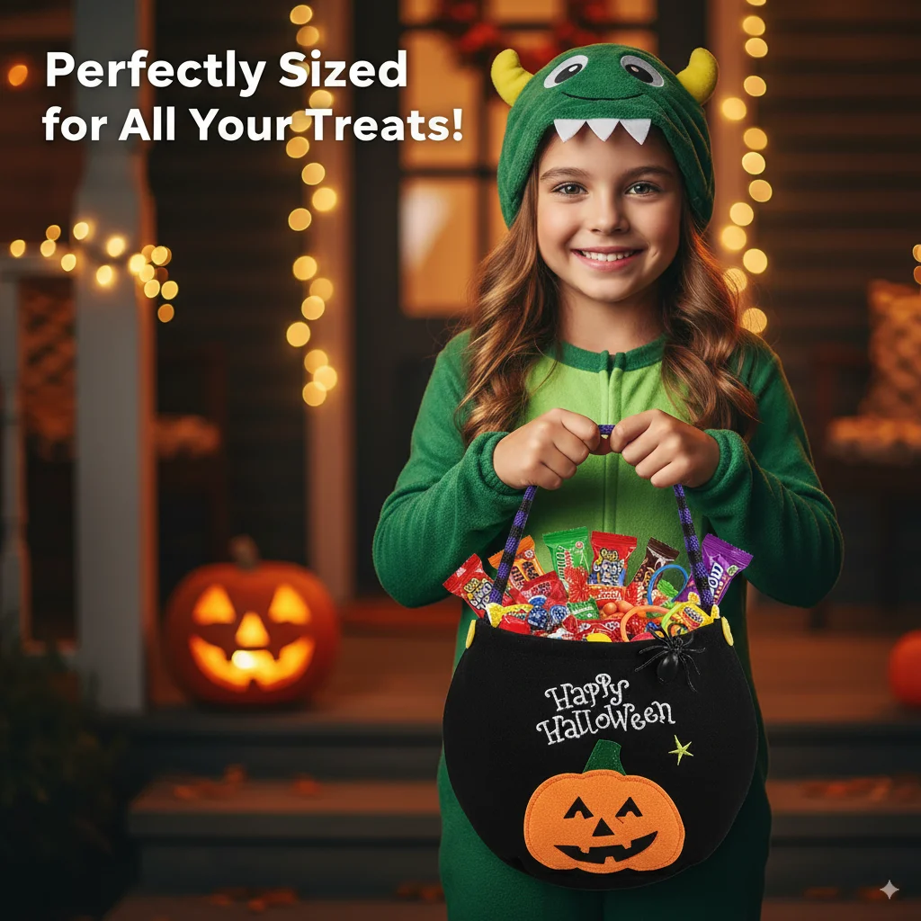 

Halloween Trick Or Treat Candy Bag With Handle Pumpkin Witch Cat Tote Gift Basket Kids Party Favor Bag Candy Holder Cosplay Prop