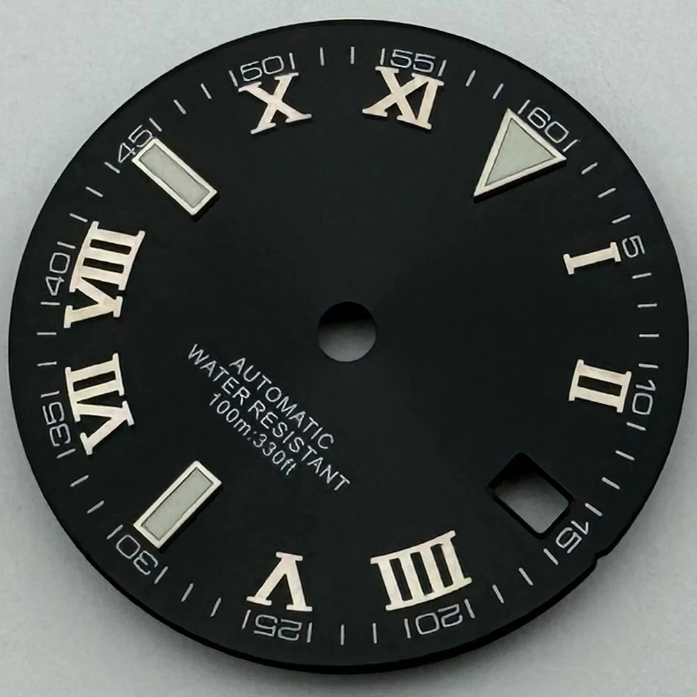 أسود رمادي أبيض أزرق 29mm الطلب مضيئة تناسب NH35 أجزاء ساعة الحركة الميكانيكية