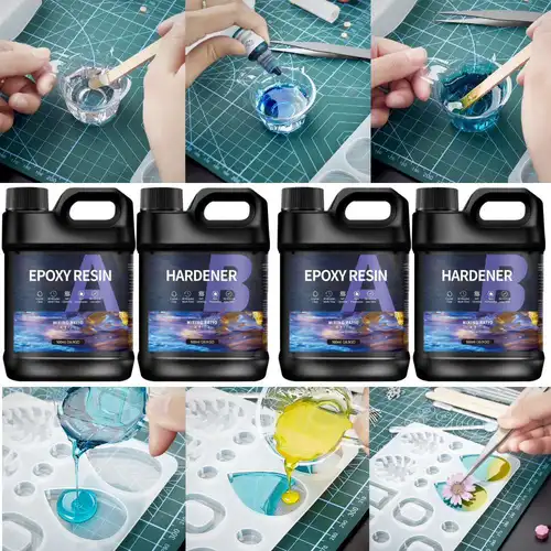 Imagen 2 del producto Pegamento epoxi de resina AB 1:1, 500/1000ml, endurecedor adhesivo alto, pegamento de cristal, fabricación de joyas, transparente, mezclado, resina epoxi DIY