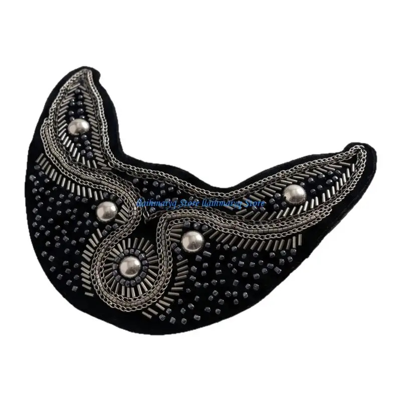 573B Ornate Owl Design Textile Patches Dark Embroidered Appliques Sew on Clothing Patches For Jeans Vests And Backpacks