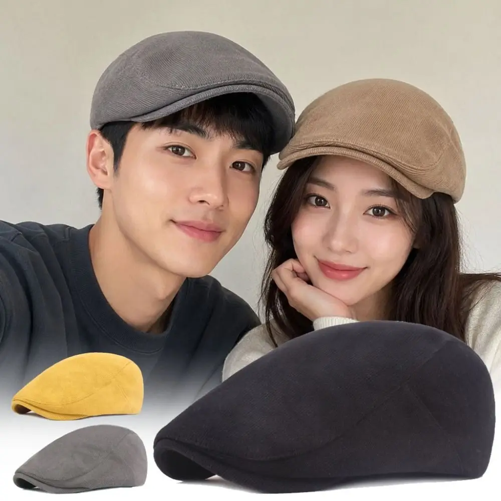 Fashion British Style Beret Hat Soft Thick Warm Newsboy Cap Breathable Outdoor Forward Hat For Men Women