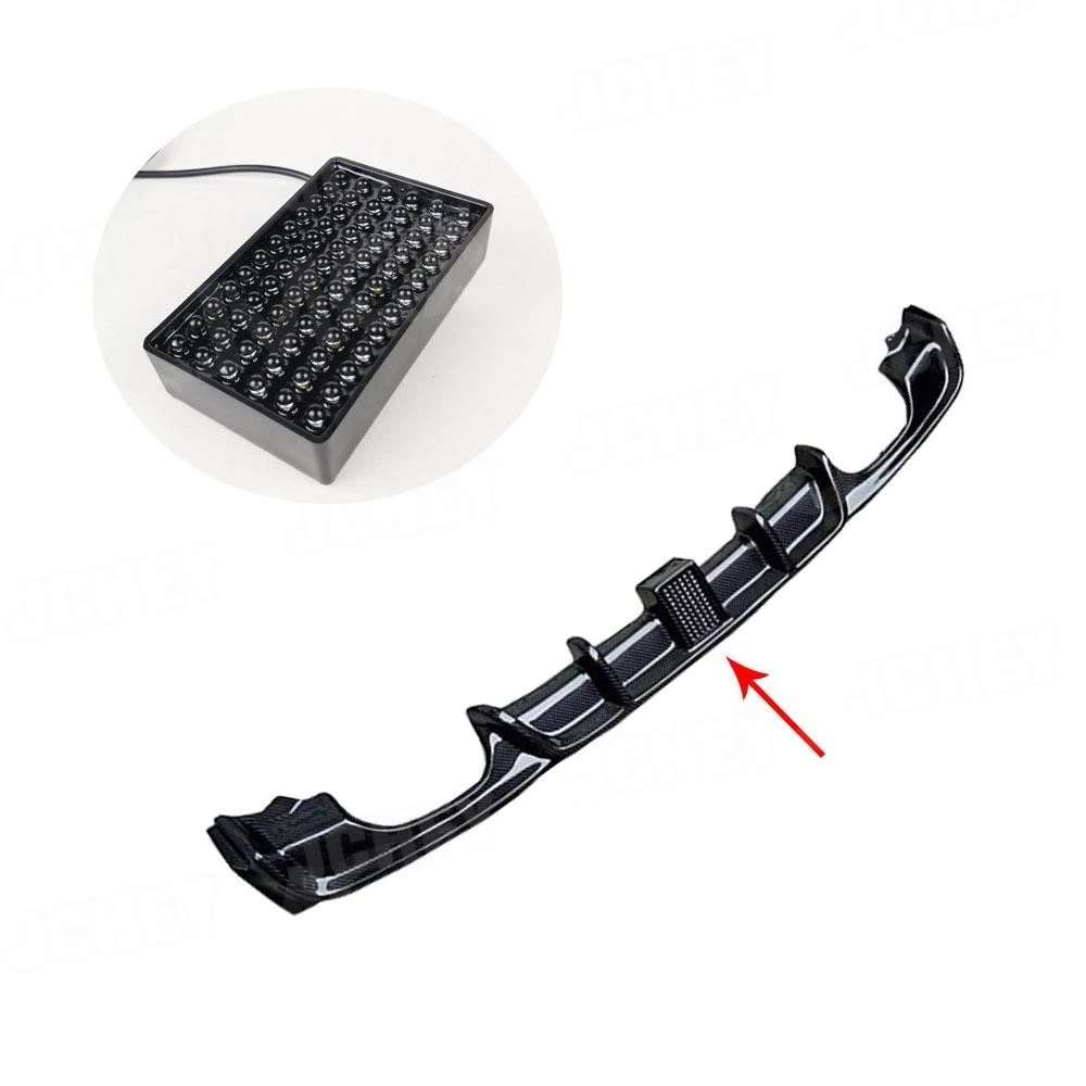 JCHEY ألياف الكربون شفة ممتصة للصدمات خلفية الناشر مع مصباح ليد لسيارات BMW 3 Series F30 F35 M Sport 2012-2018 OO-OO منفذ الشفة الخلفية #3