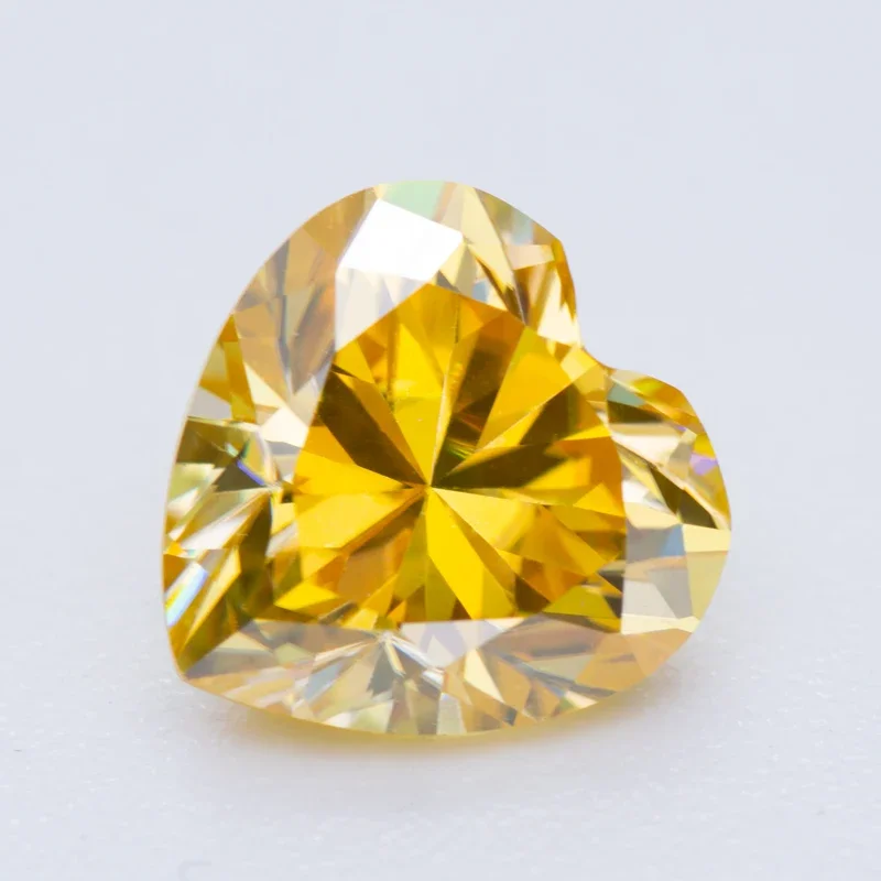 

Moissanite Stone Golden Yellow Color Heart Shape for Pass Diamond Tester Charm Top Jewelry Making Materials with GRA Certificate