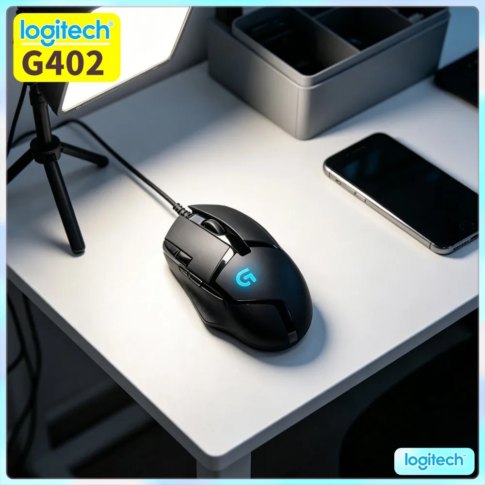 Logitech G402 Wired Mouse Fusion Engine Tech 8 Custom Buttons 20M Clicks 4 DPI Levels 1Ms Report Rate For Gamers