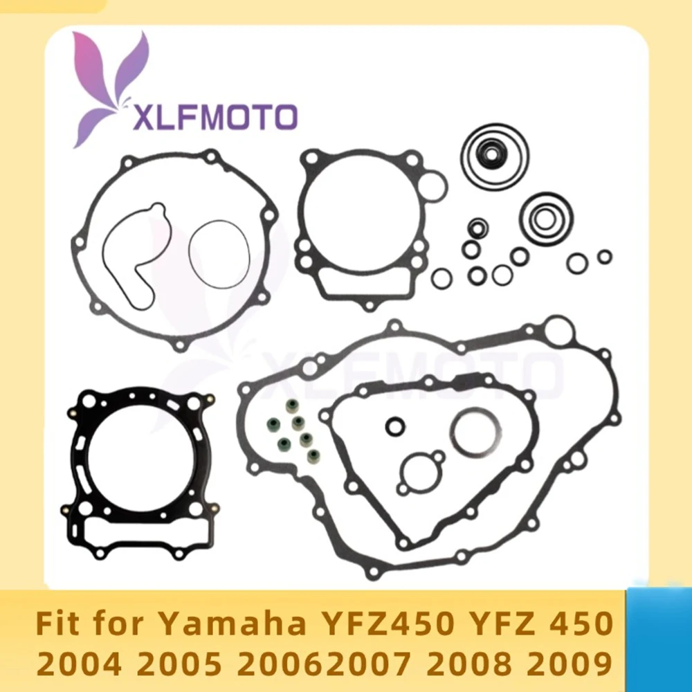 Accesorios para motocicleta, juego de extremo inferior superior, Kit completo de juntas de cilindro de motor de cárter apto para Yamaha Yfz450 Yfz 450 2004-2009