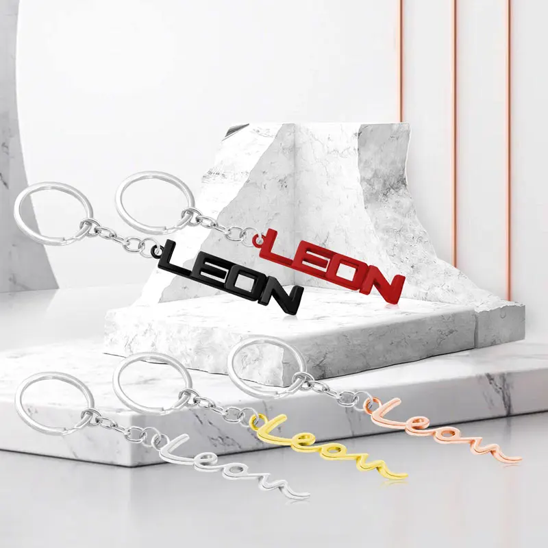 For Seat Leon Logo Zinc Alloy Emblem Metal Car KeyChain Key Chain Keyring Key Ring Badge Letter Decoration Car Styling