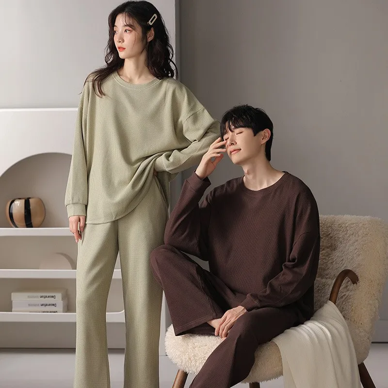 Couple Nightwear Men Women Cotton pajamas set Big Size Autumn Nightwear Homewear Set Long Sleeve Pant Korean Kawaii clothes