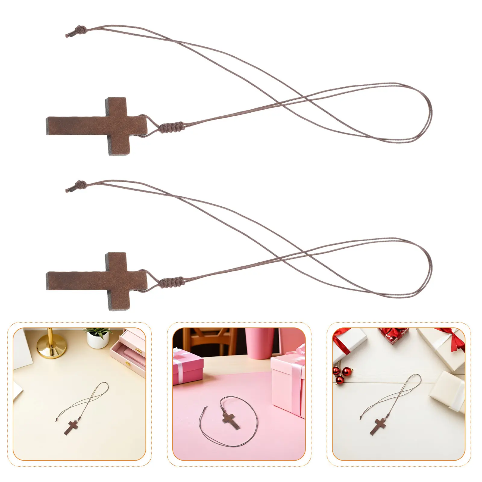 10Pcs Vintage Wood Christian Crucifix Pendant Religious Jewelry Prayer Party Favor Christmas Gift