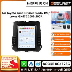 Android 14 for Prado 120 Lexus GX470 for Toyota Land Cruiser 2002-2009 Car Radio Automotive Multimedia Carplay Auto