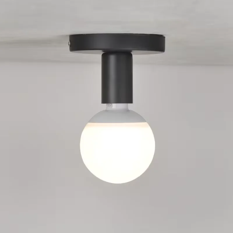 Czarno-biała podstawa lampy E27 Nowoczesna nordycka retro żelazna lampa Dekoracyjna do salonu Sypialnia Łazienka Lampa sufitowa Uchwyt ścienny