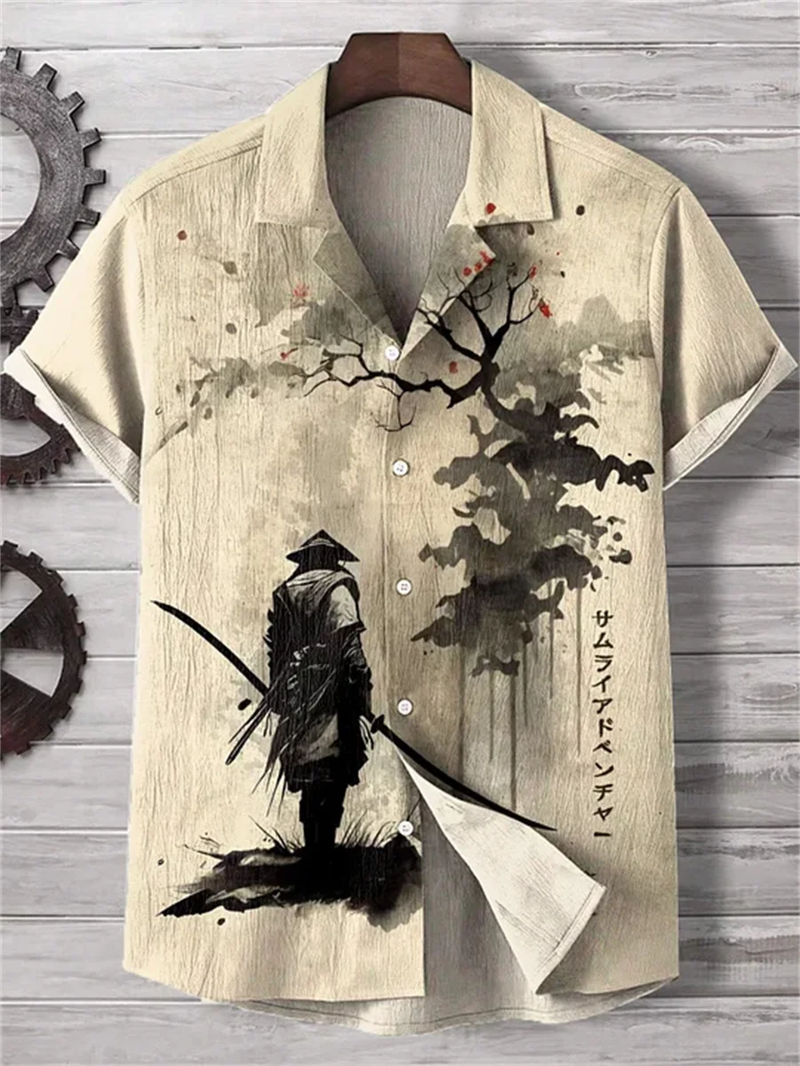 Men's Hawaiian Short-sleeved Shirt with Stylish Fighter Jet Print
