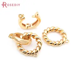6 Sets 18K Gold Color Brass Twisted Wire Round Connector for Necklaces Bracelet Clasps High Quality Diy Jewelry Making Supplies