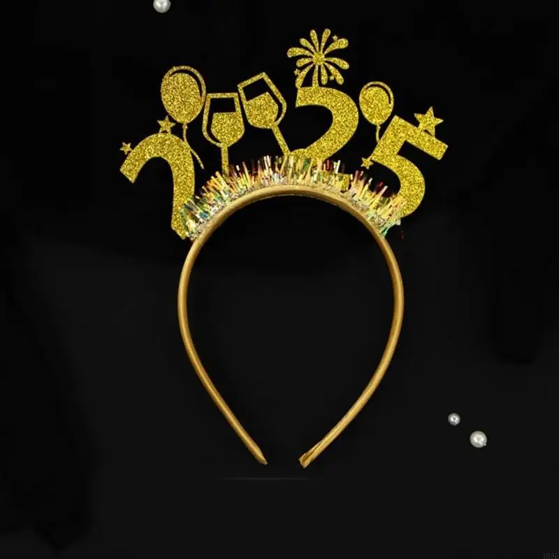 195E Neujahrs-Haarreifen, Blingbling-Lametta, Karaoke-Party-Kostüm, Weihnachts-Stirnband