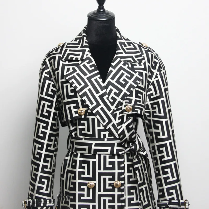 HKSH Frühling Herbst Neue Frauen Lange Trenchcoat Jacquard Zweireiher Gürtel Elegante Büro Dame High-end-Windjacke Ins HK13135