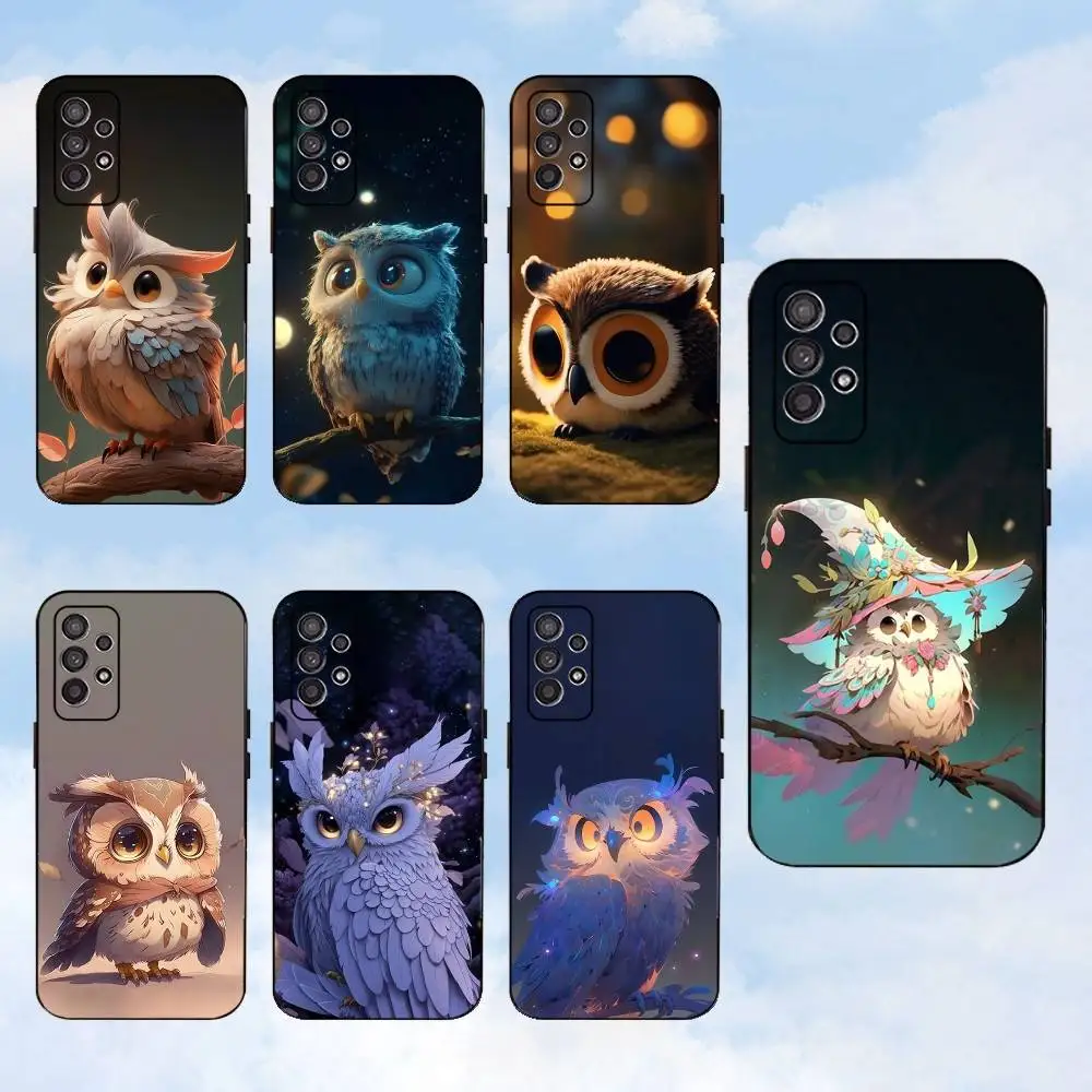 

Cute Owl Phone Case For Samsung S25,S24,S23,S22,S21,S20,S10,Ultra,Plus,Lite,FE,Soft Silicone Black Cover
