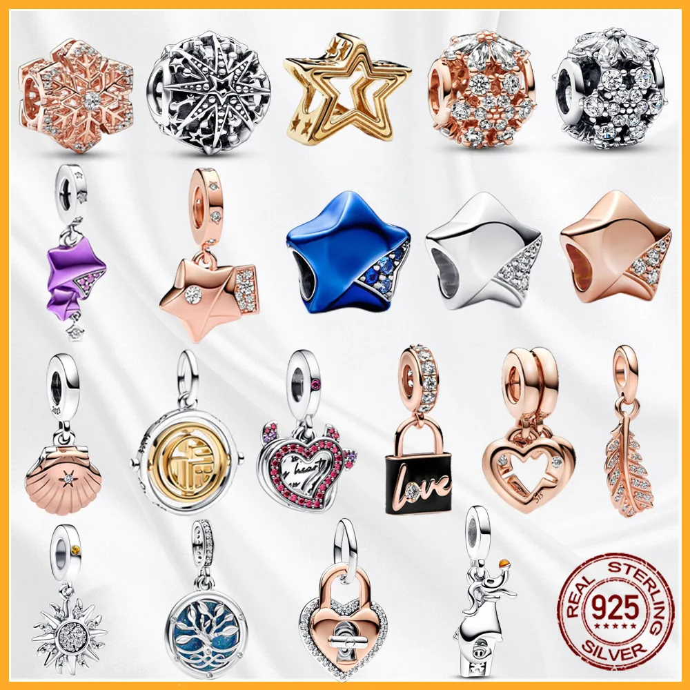 

Authentic 925 Sterling Silver Devil Heart Double Charm Fit Original Bracelet Necklace Beads women DIY jewelry gift