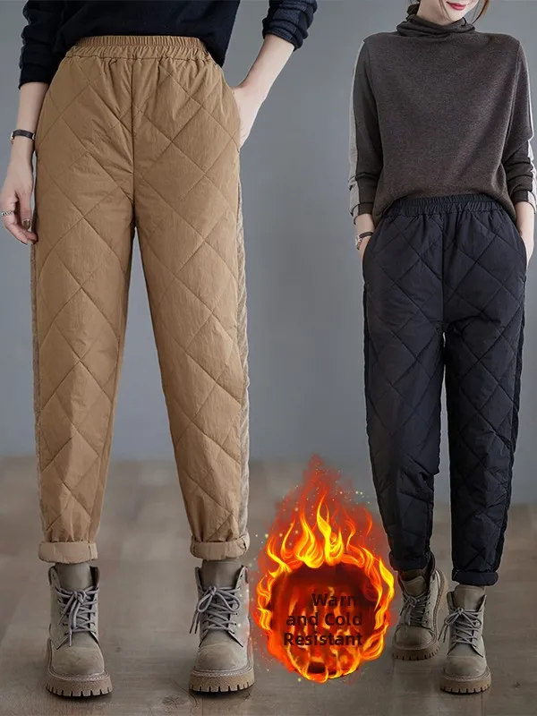 

Thiened Хлопковые повседневные брюки женские большие размеры модный дизайн цвет Blo прямые брюки с высокой талией теплые для отдыха