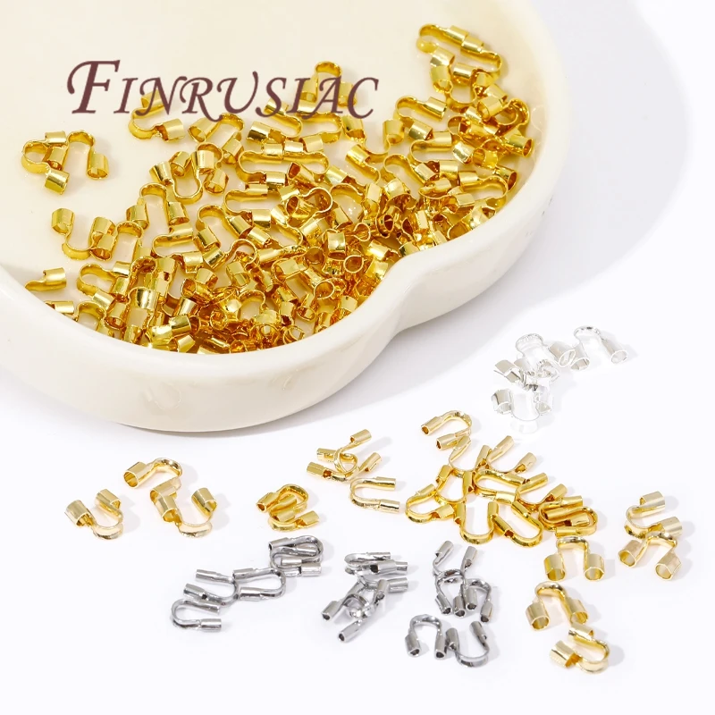 14K Gold Plated Wire Protectors Wire Guard Guardian Protectors Loops U Shape Accessories,Clasps Connectors For Jewelry Making