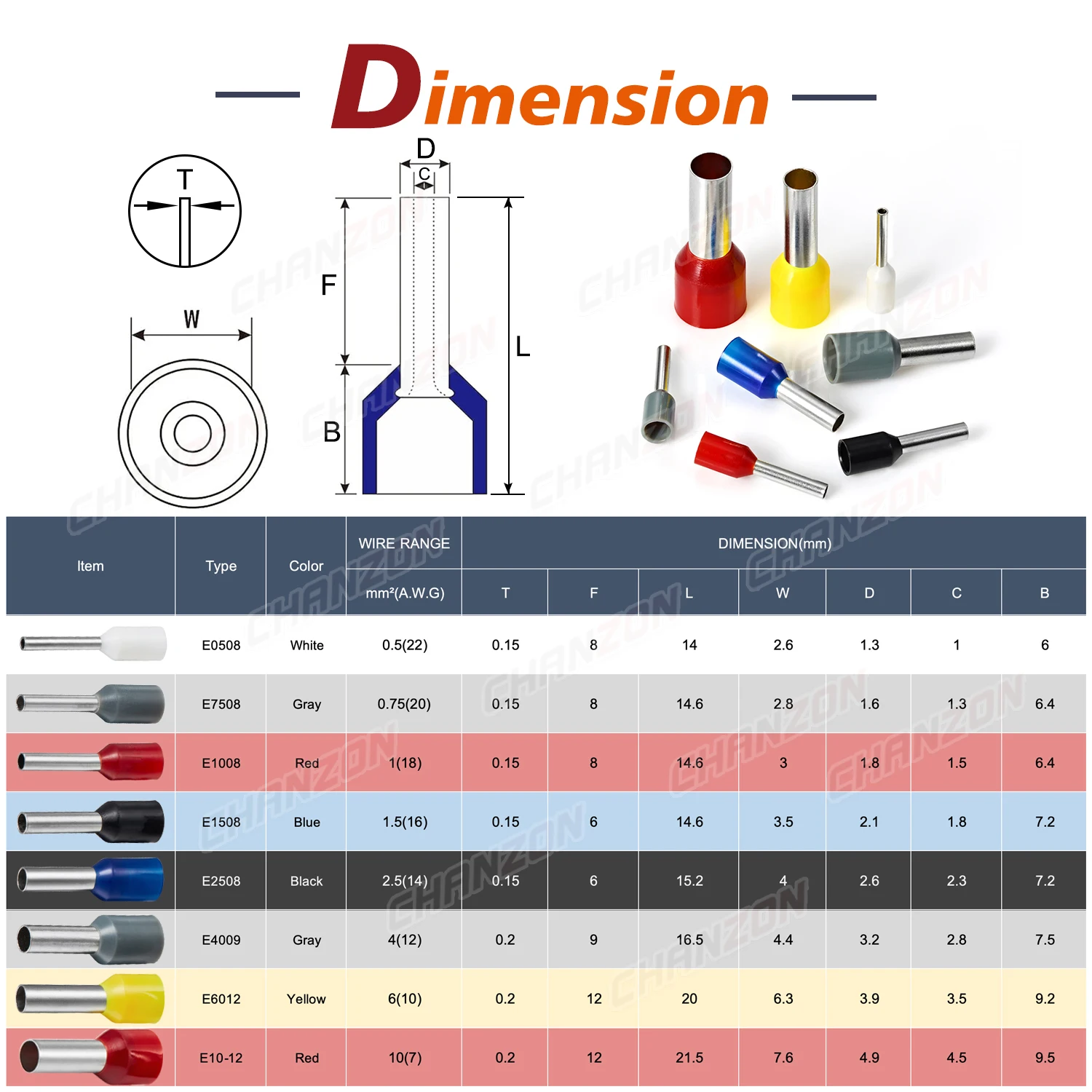 200PCS E0508 E7508 E1008 E1508 E2508 Insulated Ferrule Terminals Kit Electrical Pin Cord Cable Wire Ends Tube Crimp Connectors