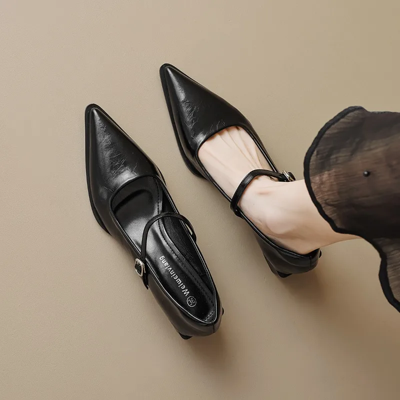 

Новые женские туфли Мэри Джейн с острым носком на высоком каблуке в корейском стиле для работы и вечеринок, коллекция Весна-Осень 2026