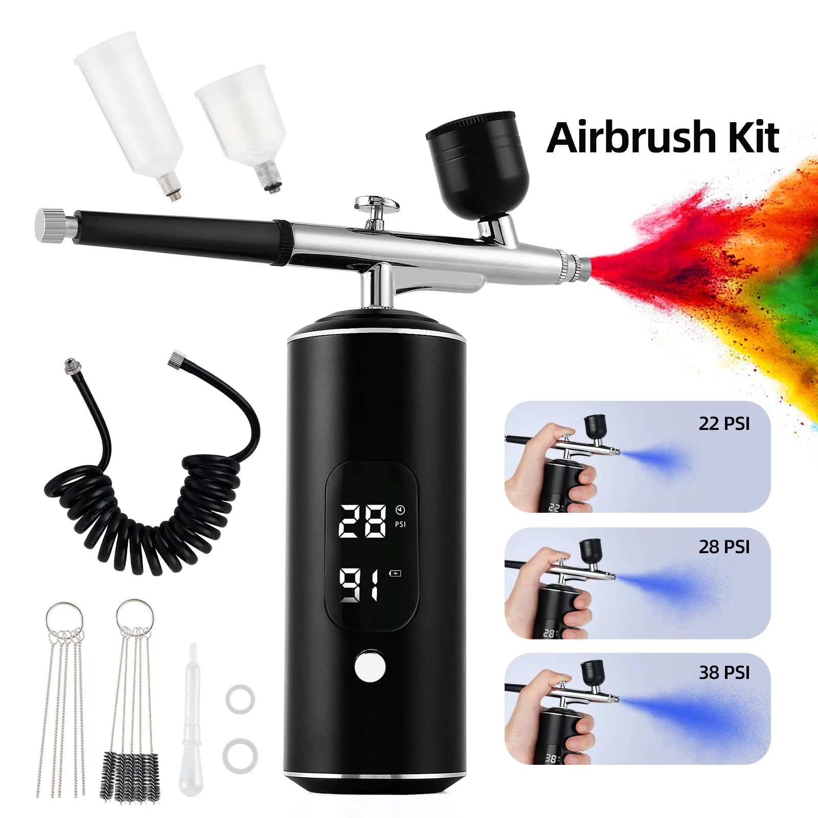 

Portable Airbrush Mini Air Compressor Kit Paint Spray Gun For Nail Art Tattoo Craft Cake Pastry Painting Face Hydrating Sprayer