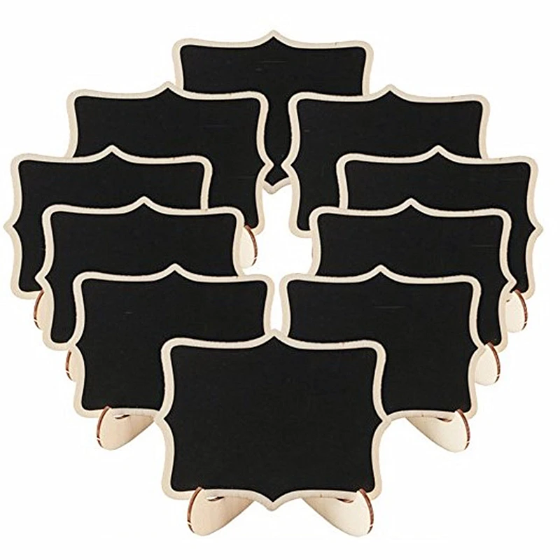 10pcs/lot 10x7.5cm wooden black board mini chalkboards clip wedding memo decorative board reminder tag