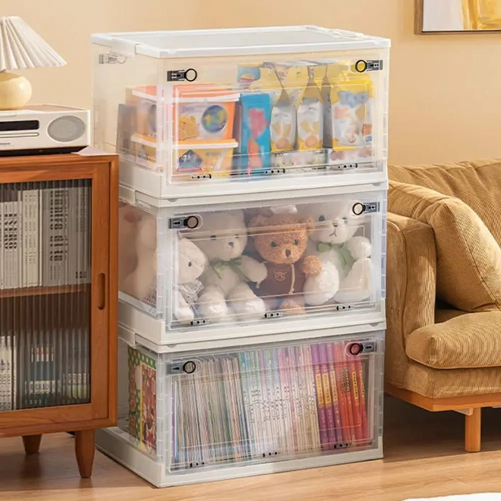 

Large Capacity Sundries Storage Box Stackable Square Foldable Trunk Organizer Household Clear Folding Storage Box with Lid