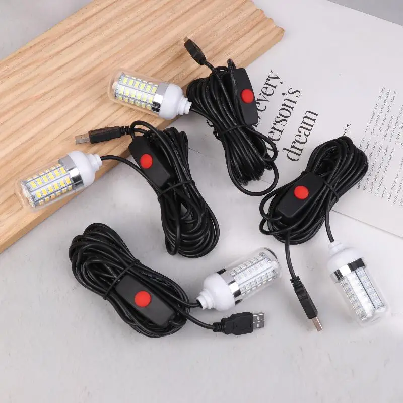 1 قطعة 5 فولت USB LED مصباح الصيد IP68 صياد السمك مصباح يجذب الجمبري الحبار كريل 4 ألوان تحت الماء إغراء الإضاءة لصيد الأسماك #3