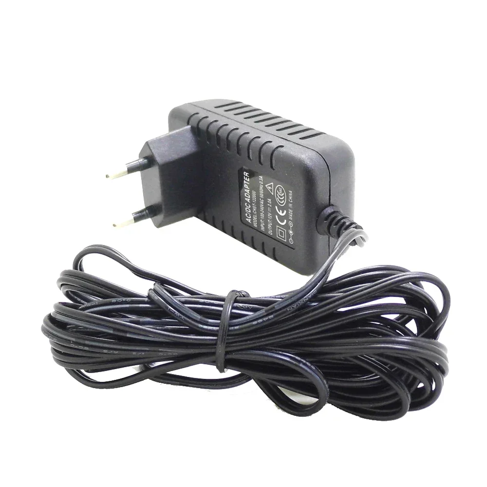 ANPWOO-adaptador de corriente AC/DC con enchufe europeo, Cable de alimentación de 3 M para cámara CCTV, AC 100-240V, DC 12V, 2A (2,1mm x 5,5mm), 3 metros