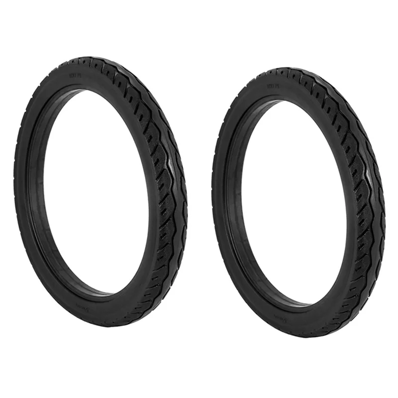 2PCS 16 Inch 16 x 1.75 Bicycle Solid Tires Bicycle Bike Tires Standby Rubber Non-Slip Tires Cycling Tyre Black