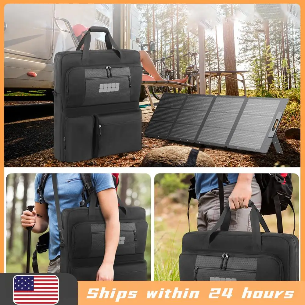 

Solar Panel Carrying Case with Shoulder Straps Padded Travel Solar Panel Organizer Multi-Pocket Portable Protection Shoulder Bag