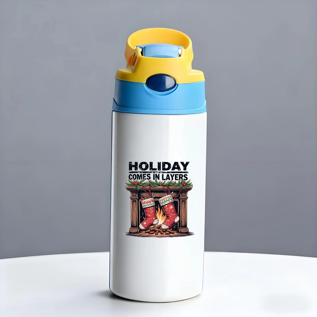 Tasse thermique en acier inoxydable 304 + arbre de noël de dessin animé, tasse en paille double couche pour enfants, le choix cadeau le plus chaud pour noël