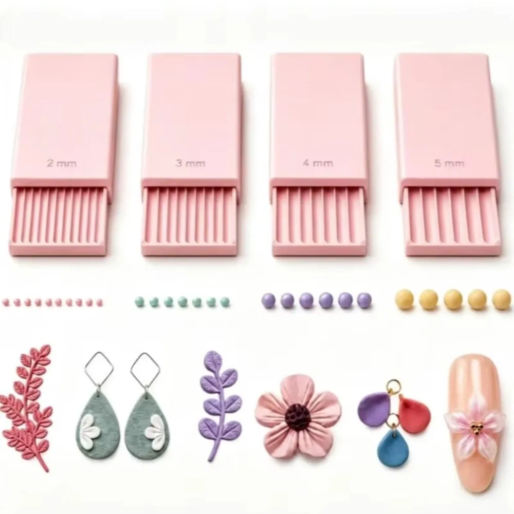 4Pcs 2-5mm Clay Gel Ball Maker Tool 3D Printed Rapid Molding Pottery Clay Ball Maker Hand‑Squeezed Slot‑Structure