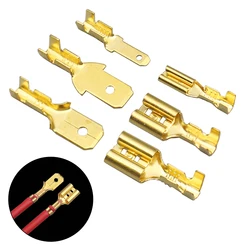 100Pcs/Lot 2.8/4.8/6.3mm Female and Male Crimp Terminal Brass Car Speaker Electric Wire Connectors And Insulating Sheath