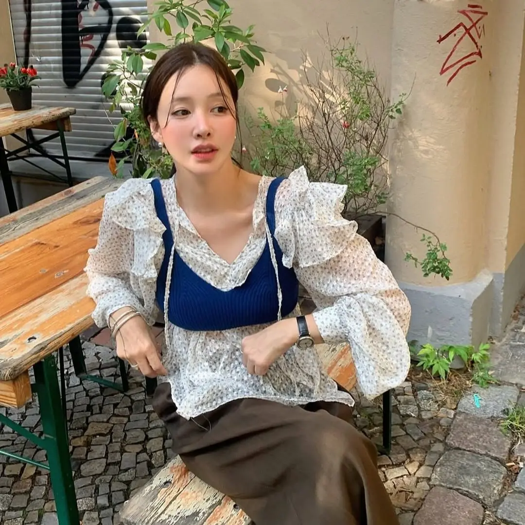 

Simple ort Sve Woolen irt Dongda Gate Women's Faion Spring 2026 Belted Wood ain Casual Sle Breathable Cotton