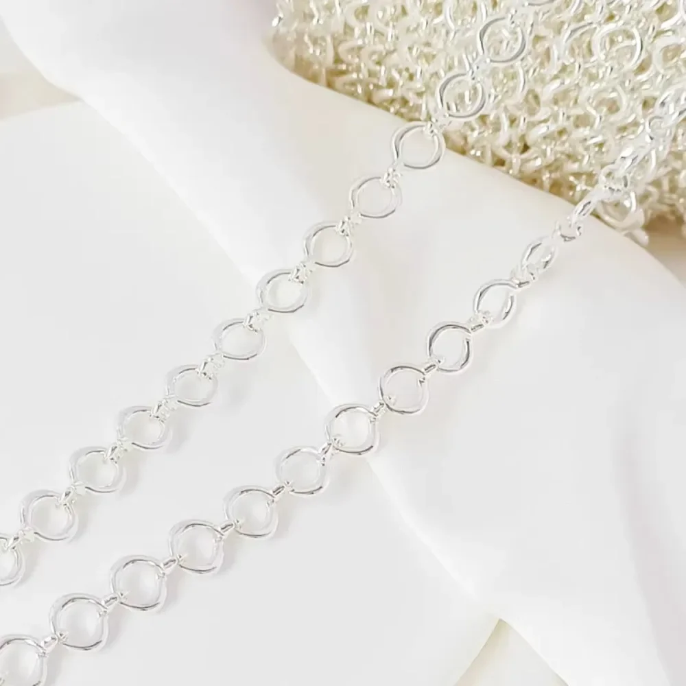 

Silver Big O Hook Detachable Irregular Round Thick Chain Handcrafted DIY Jewelry Accessory Semi-finished Chain