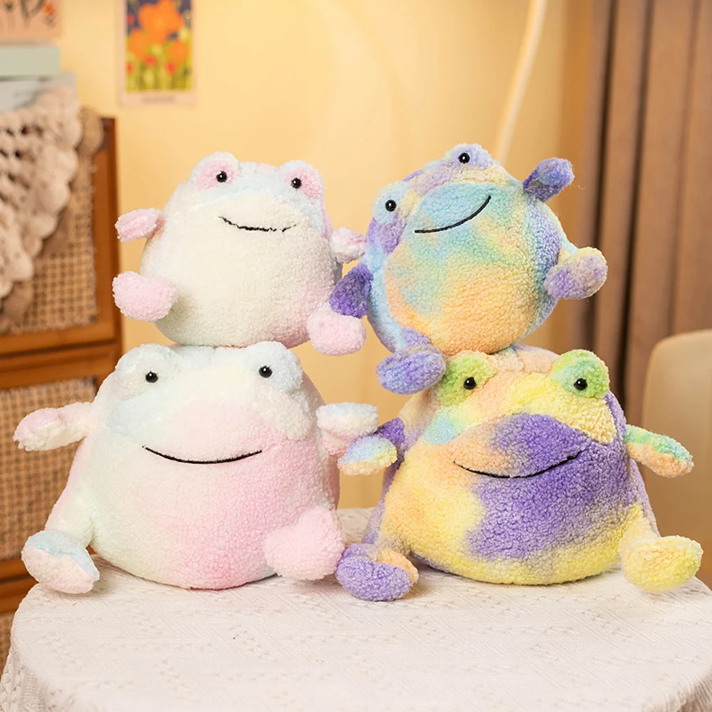 

Soft Colorful Frog Plush Toys Stuffed Smile Ricky Rain Frog Plushie Doll High-Grade Girls Gifts Room Decoration Photo Props