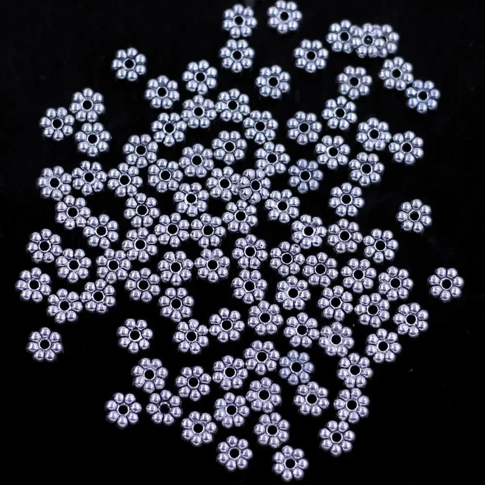 1500 قطعة خزر عازل زهرة صغيرة فضية لهجة الزنك معدن ل قلادة سحرية النتائج بها بنفسك 6x2 مللي متر #2