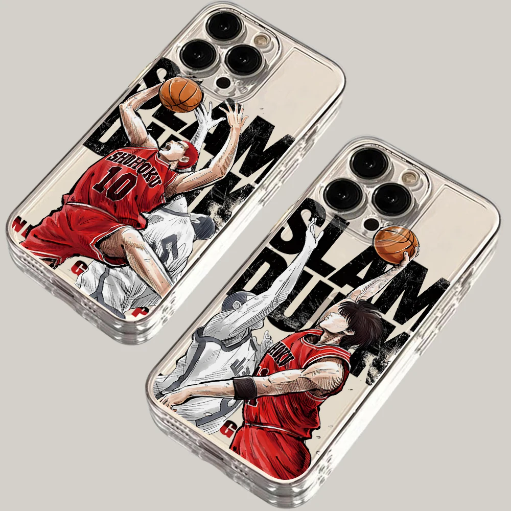 SLAM DUNK Sakuragi Capa de telefone para iPhone 16 15 14 Plus 13 12 Mini 11 iPhone16 iPhone13 Pro Max X Xs XR 7 8 Capa transparente e macia