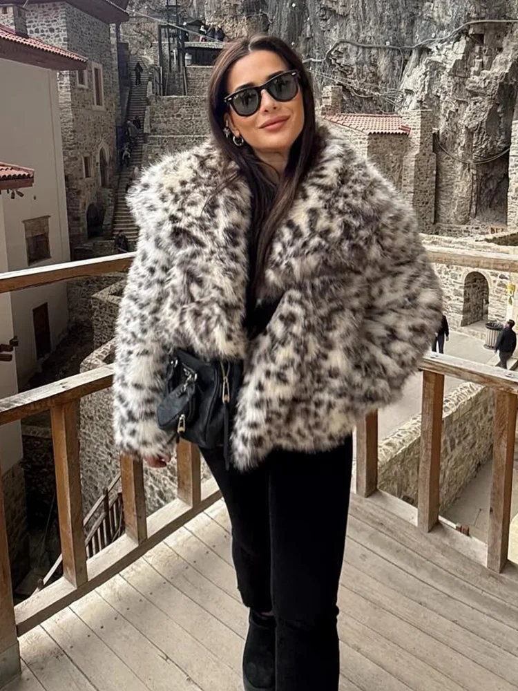 Eleganckie, ciepłe kurtki zimowe damskie z nadrukiem, kołnierzem wykładanym, kieszeniami, zapinane na jeden guzik, modne płaszcze damskie z długim rękawem.