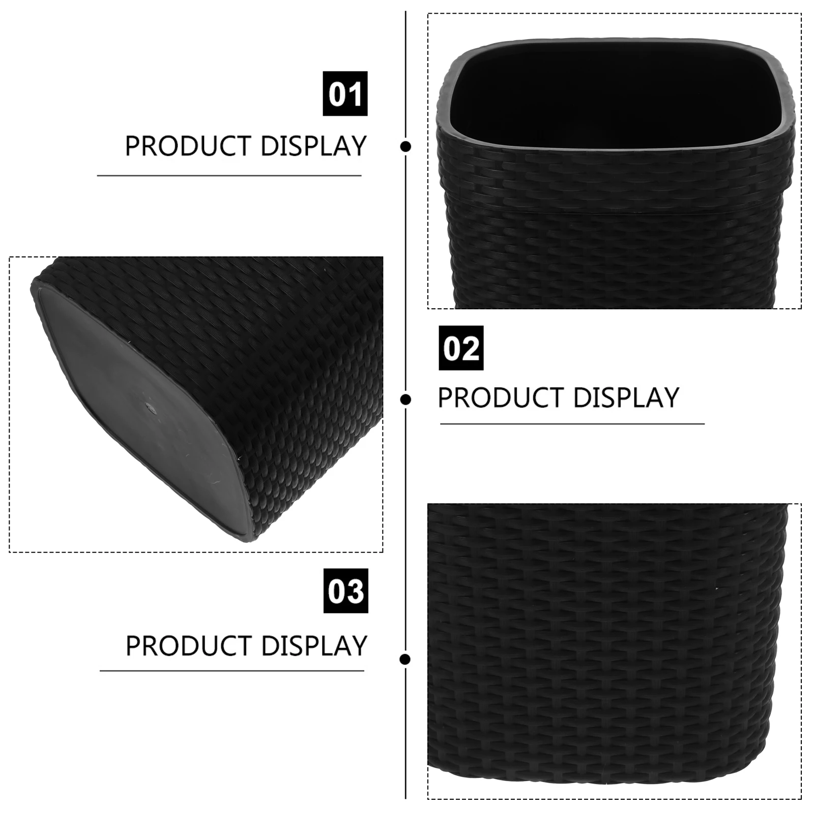 

Woven Style Trash Can Premium Plastic Waste Bin For Kitchen Living Room Bathroom Thickened Non-Slip Base Large Mouth