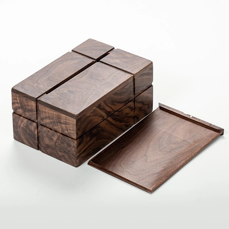 Nordic Creative Black Walnut Paper Box,Solid Wood Tissue Box,Japanese Living Room Wooden Multifunctional Storage Box