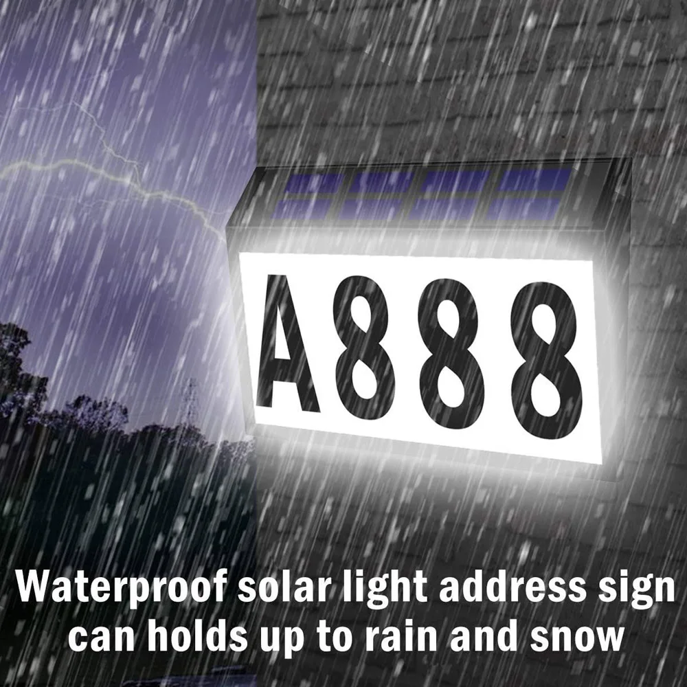 Lighted House Numbers Sign Plaque Address Numbers for Houses,Waterproof LED Solar Powered Address Sign for Houses Street Yard