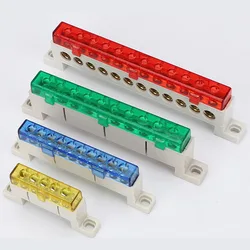 Zero Wire Terminal 3/4/5/6/7/10-Hole Distribution Box Terminal Block Stofdichte Grond Koperen Bar Brugtype Rail Met Deksel