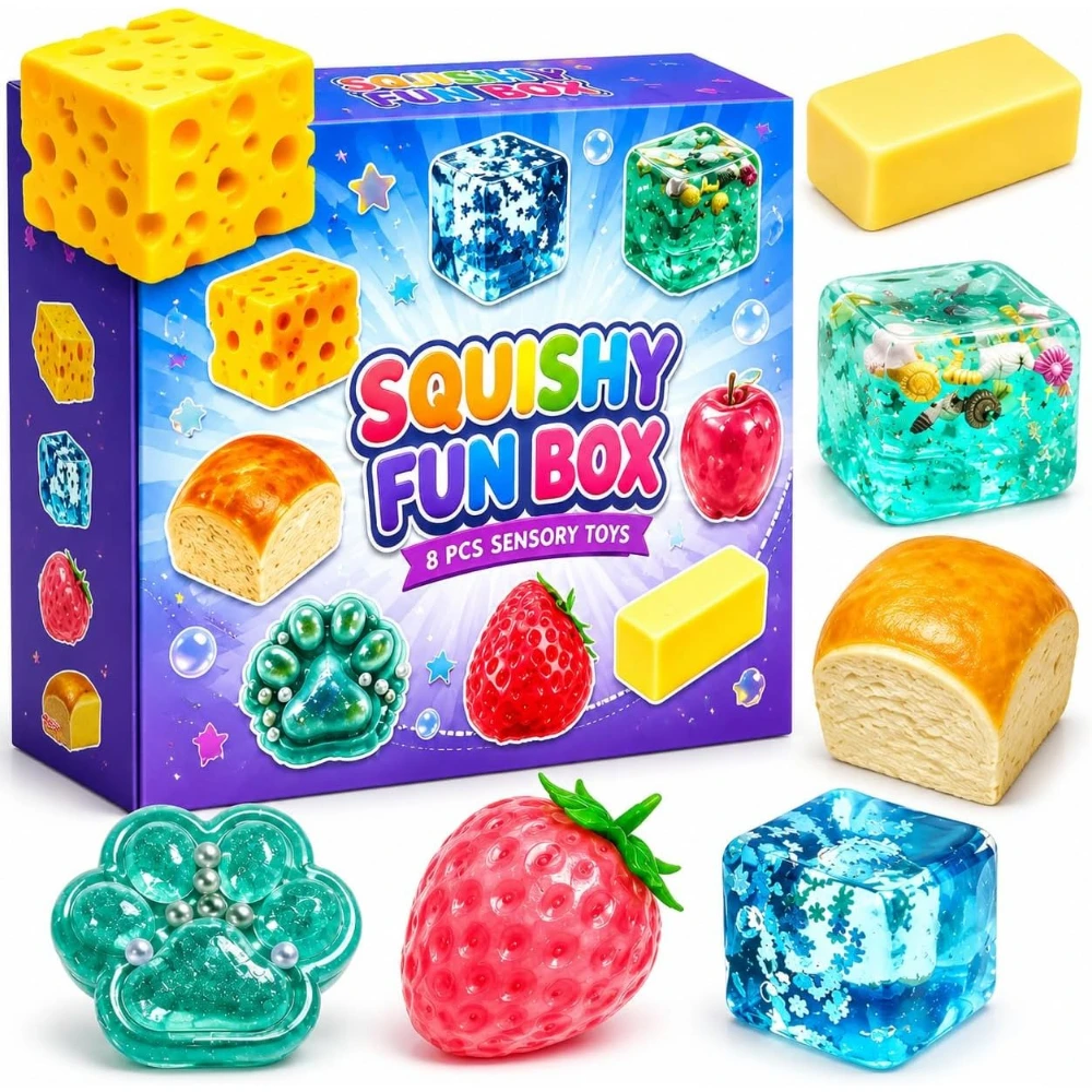 8-Piece Set Mystery Box, Blind Box Malt Sugar, Creative Slow-Return Squishy, Party Gift, 8 Stress Relief