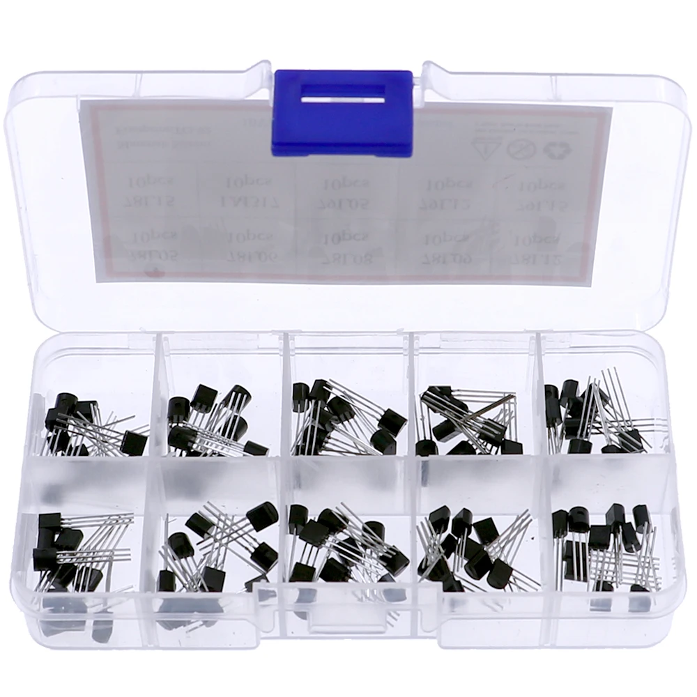 100pcs/box TO-92 Voltage regulator transistors assortment Kit 78L05 78L06 78L08 78L09 78L12 78L15 79L05 79L12 79L15 LM317