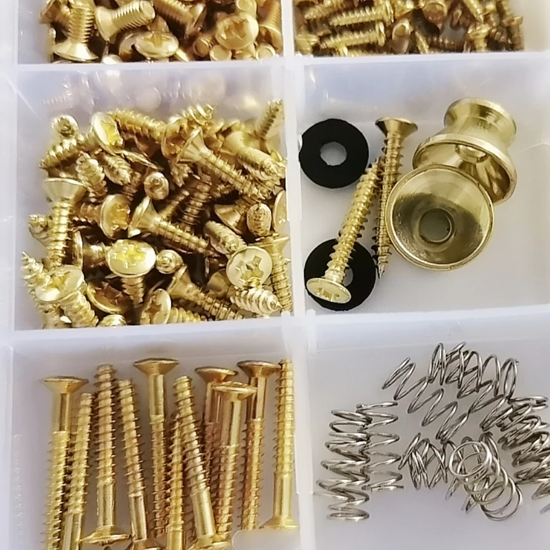 258 Pieces Guitar Screw Kit - 9 Types, Guitar Screws Assortment Set with Springs for Electric Guitar Switch, Neck Plate