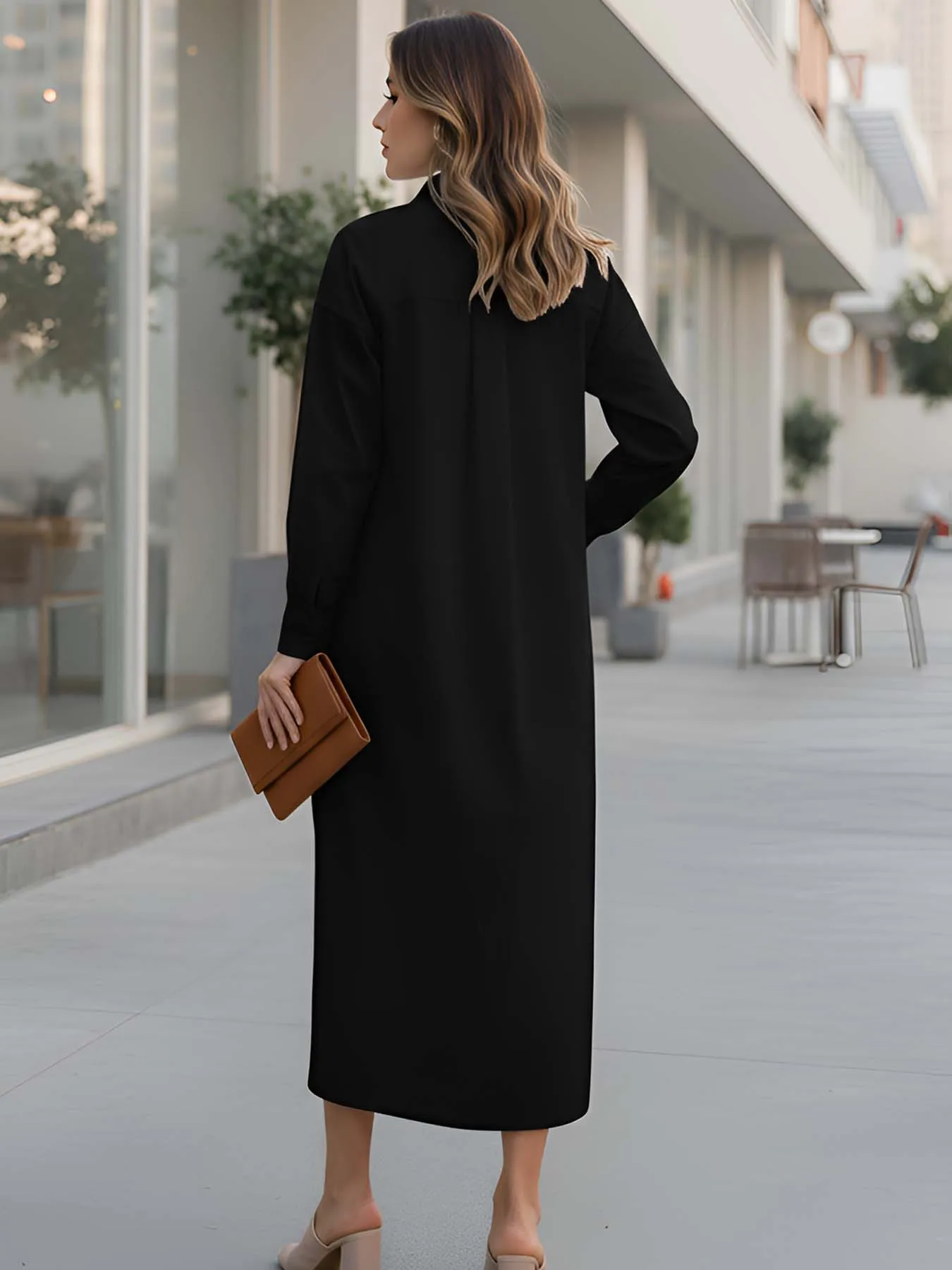 Women's Stylish 100% Cotton Collared Single-Breasted Dress—a Versatile, Casual Piece Perfect for Daily Wear or Commuting.